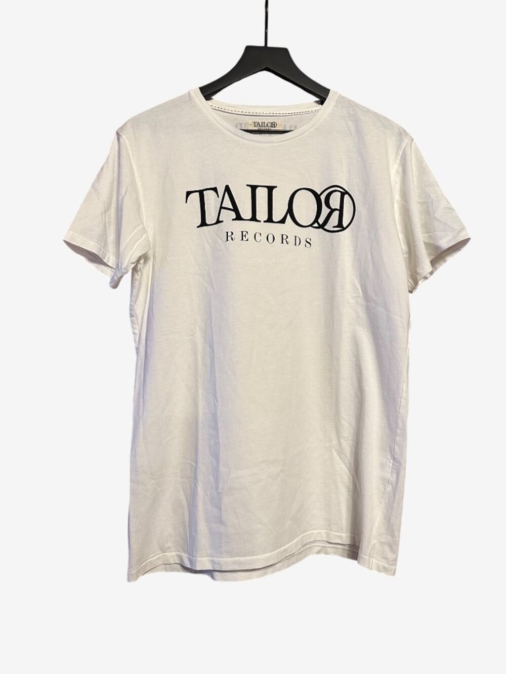 Tailor Records Banner White Cotton T-Shirt Made In Italy Size M Mens Crewneck